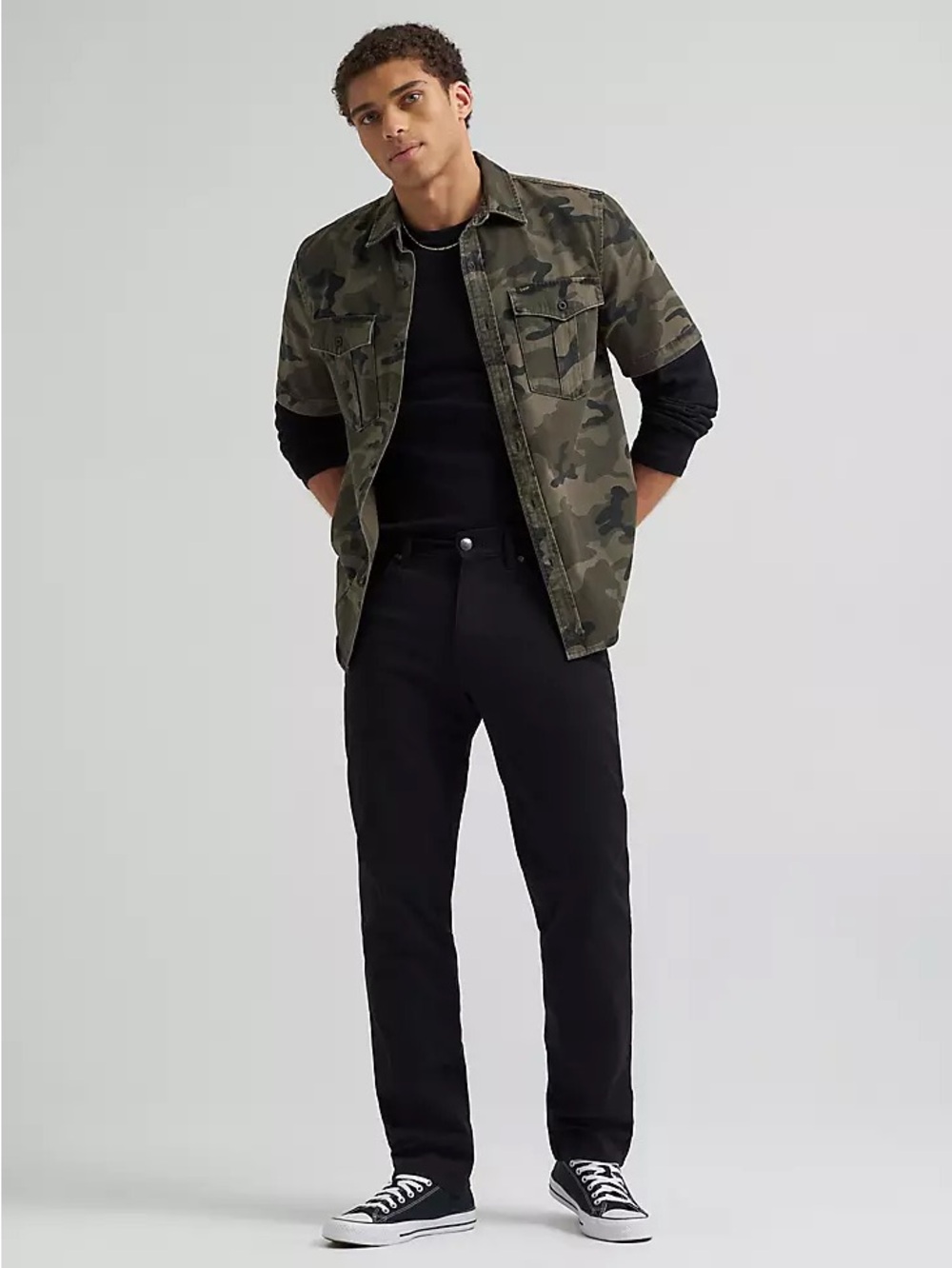 Lee Men's Olive Green Camo Short-Sleeve Field Shirt Jacket - Picture 4 of 6